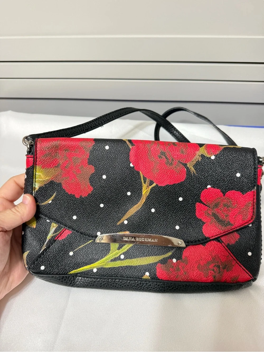 🌹 DANA BUCHMAN Floral Crossbody Bag | Black, Red & Gold
